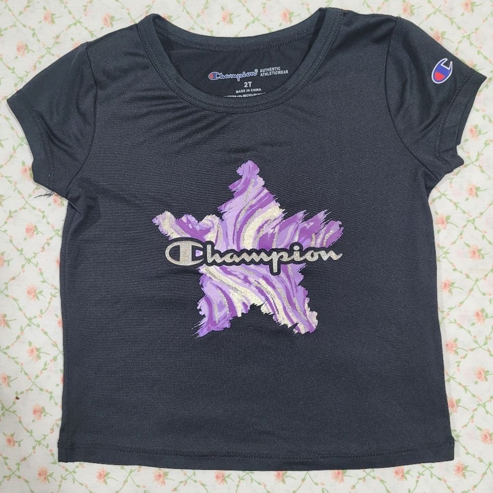 Champion Size 2t Black & Purple Short Sleeve Tee
